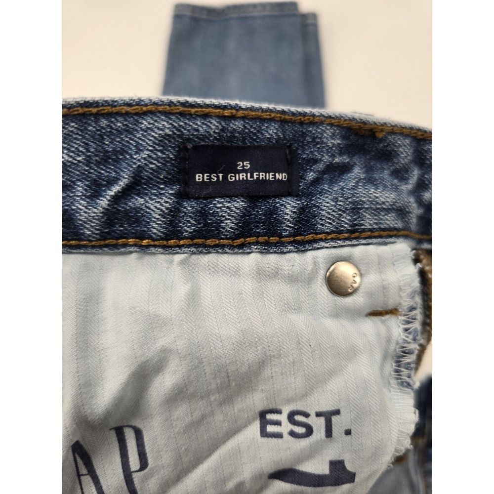 Gap Jeans Women's 25 Blue Medium Wash Best Girlfriend EST. 1969 DENIM FRAYED - Picture 6 of 11